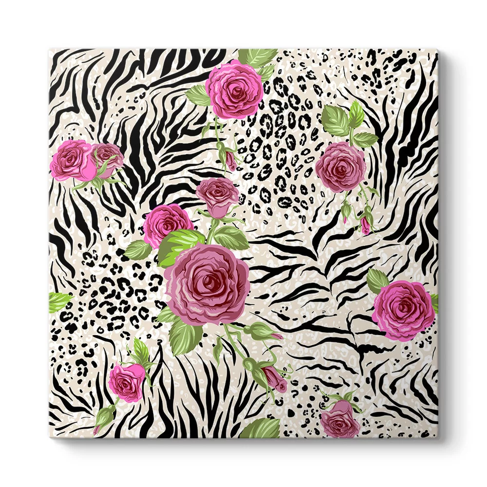 Zebra Desenli Gül Tablosu - Model 3